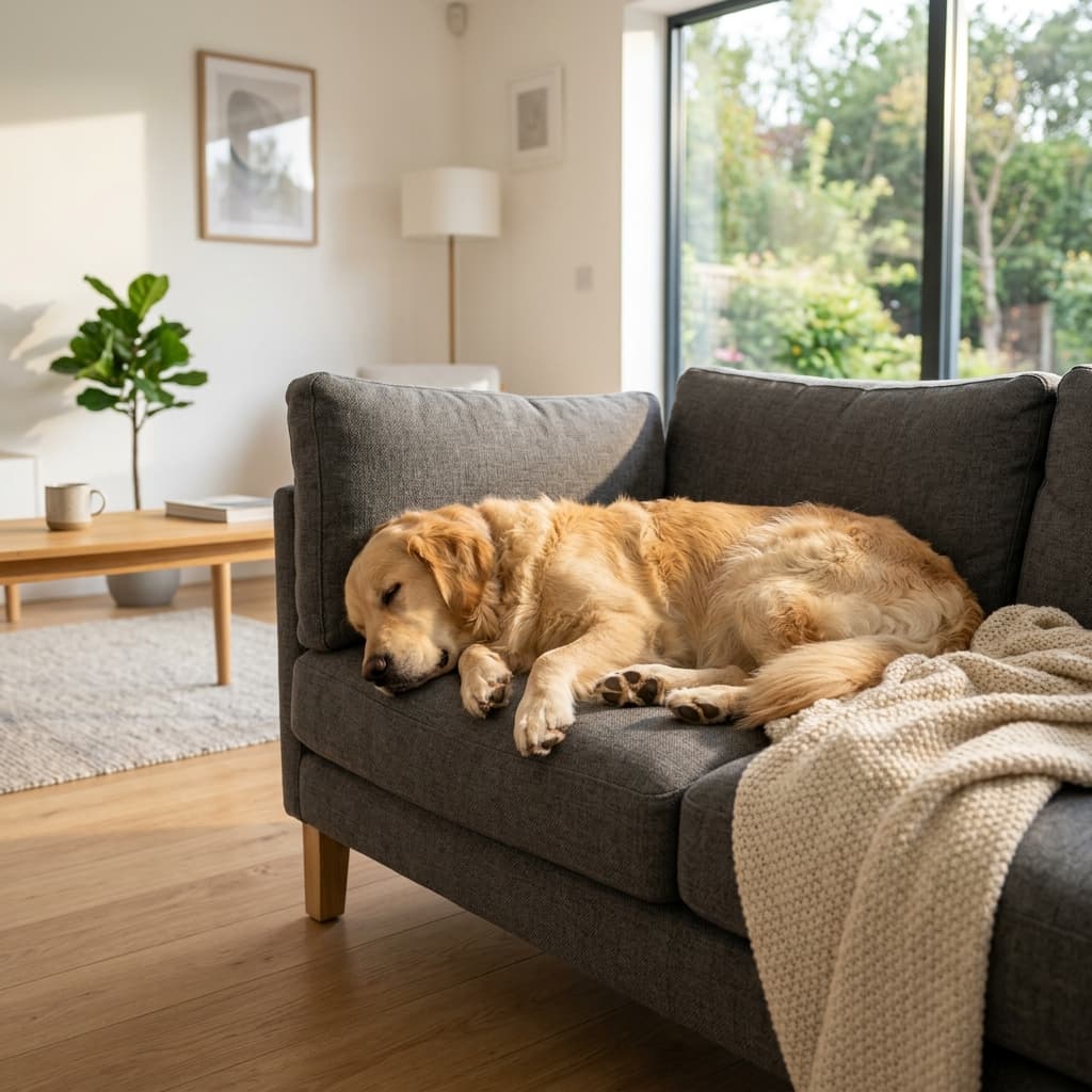 Conforto para pets sem odores ou bactérias Pet descansando em sofá limpo